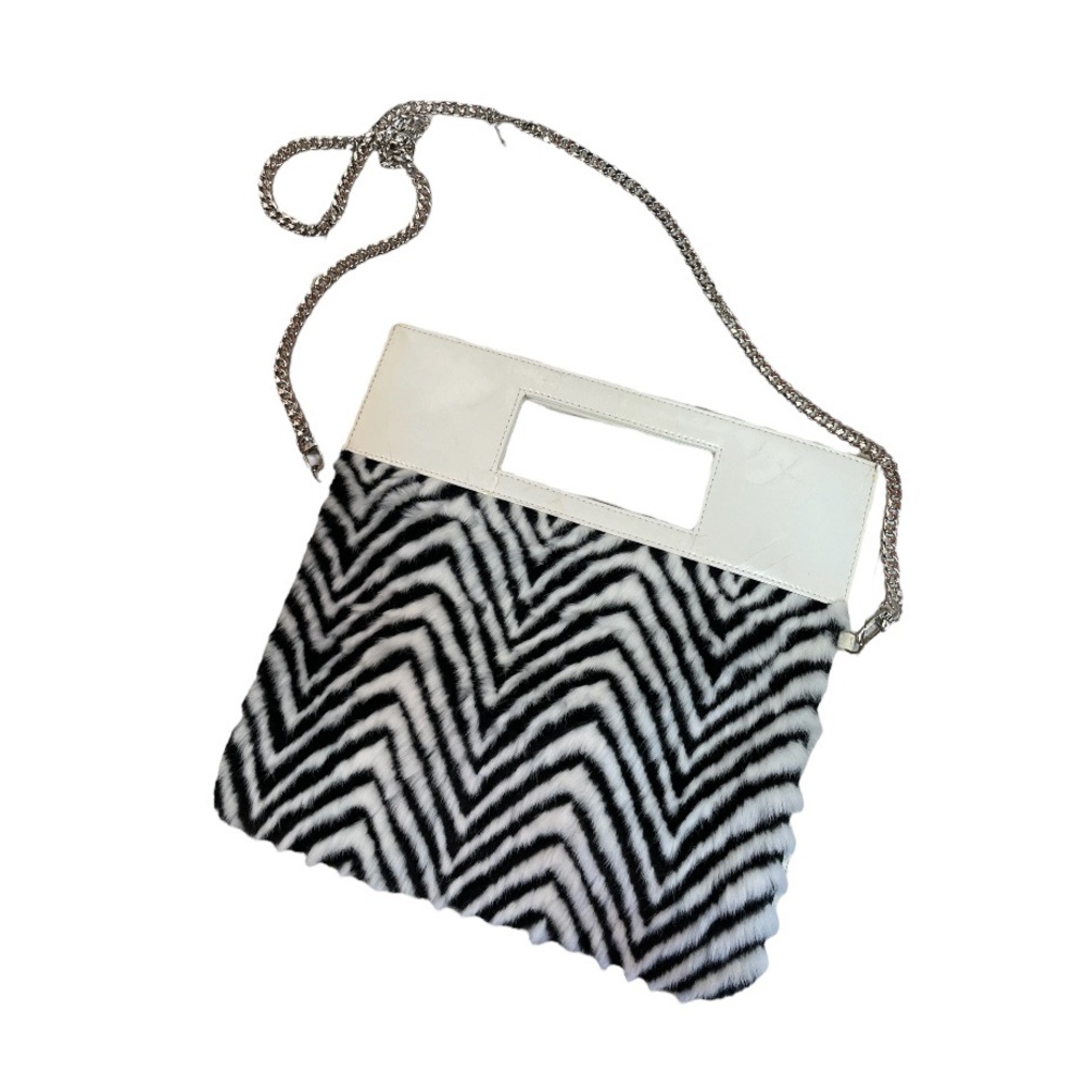 GRAB Faux Fur Vintage 1980’s Zebra Print Crossbody Bag/ Handbag